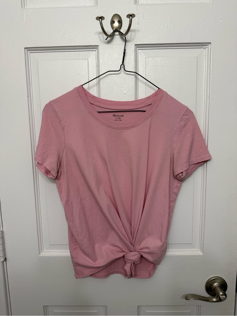 Madewell Dusty Pink Front-Tie Crewneck Tee XS